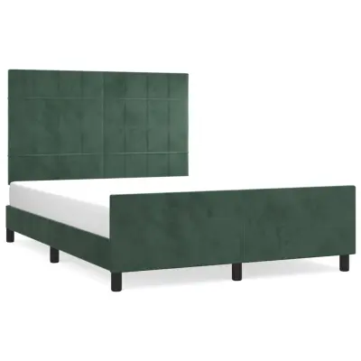 vidaXL Posteljni okvir brez vzmetnice temno zelen 140x200 cm žamet