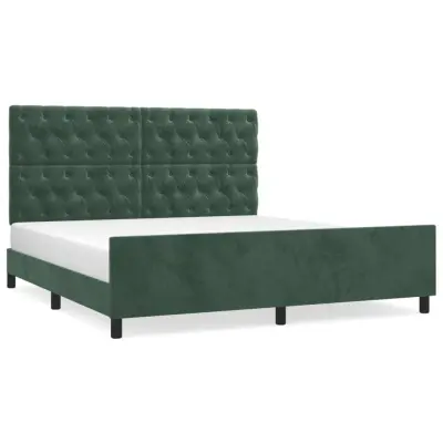 vidaXL Posteljni okvir brez vzmetnice temno zelen 160x200 cm žamet