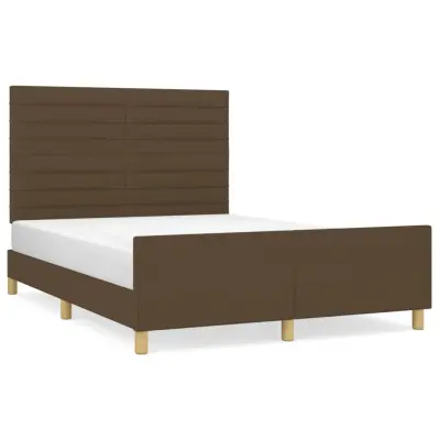 vidaXL Posteljni okvir brez vzmetnice temno rjav 140x190 cm blago