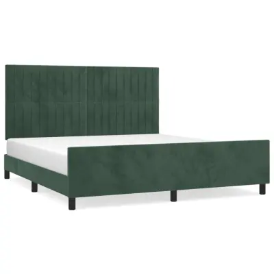 vidaXL Posteljni okvir brez vzmetnice temno zelen 160x200 cm žamet