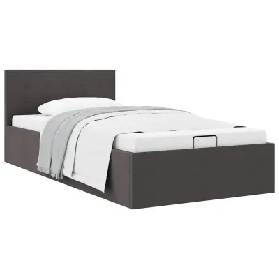 vidaXL Dvižni posteljni okvir temno sivo blago 100x200 cm