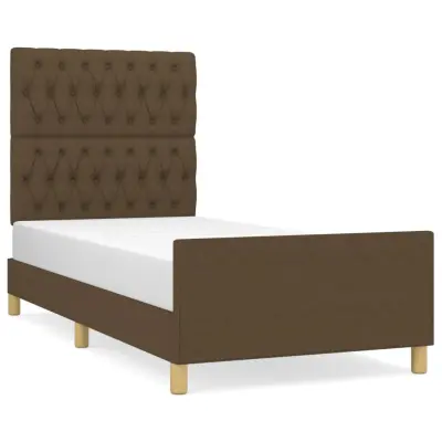 vidaXL Posteljni okvir brez vzmetnice temno rjav 90x200 cm blago