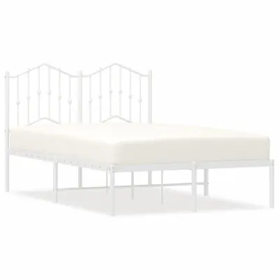 vidaXL Kovinski posteljni okvir z vzglavjem bel 120x190 cm