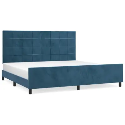 vidaXL Posteljni okvir brez vzmetnice temno moder 200x200 cm žamet