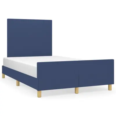 vidaXL Posteljni okvir brez vzmetnice modra 120x200 cm tkanina