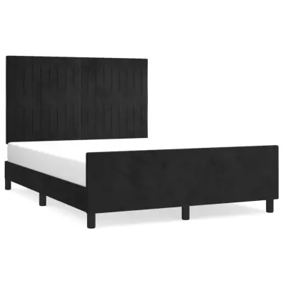 vidaXL Posteljni okvir brez vzmetnice črn 140x200 cm žamet