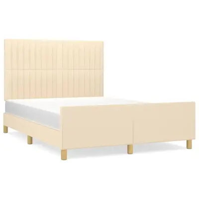 vidaXL Posteljni okvir brez vzmetnice krem 140x190 cm blago