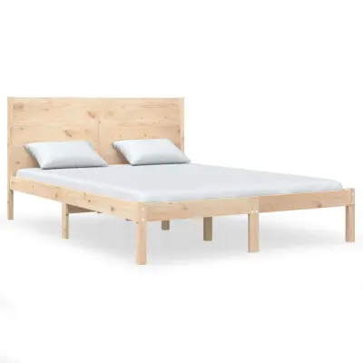 vidaXL Posteljni okvir iz trdnega lesa 135x190 cm