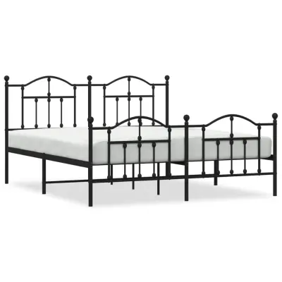 vidaXL Kovinski posteljni okvir brez vzmetnice s podnožjem 180x200 cm