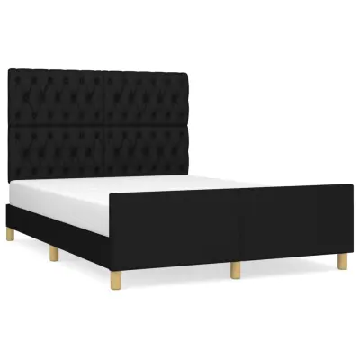 vidaXL Posteljni okvir brez vzmetnice črn 140x190 cm blago