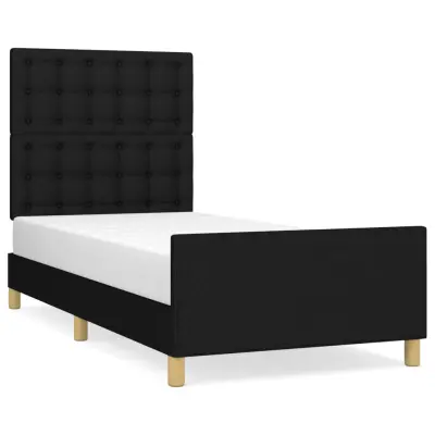 vidaXL Posteljni okvir brez vzmetnice črn 100x200 cm blago