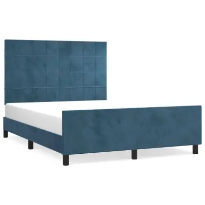 vidaXL Posteljni okvir brez vzmetnice temno moder 140x200 cm žamet