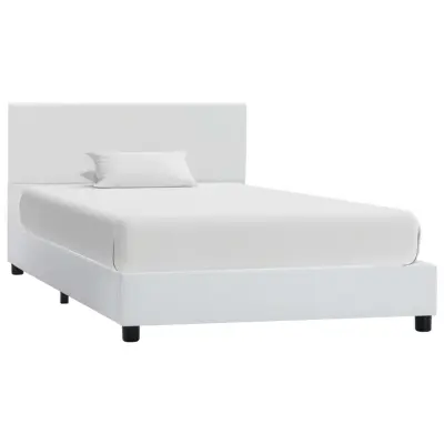 vidaXL Posteljni okvir belo umetno usnje 90x200 cm
