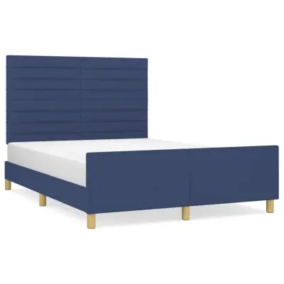 vidaXL Posteljni okvir brez vzmetnice moder 140x190 cm blago