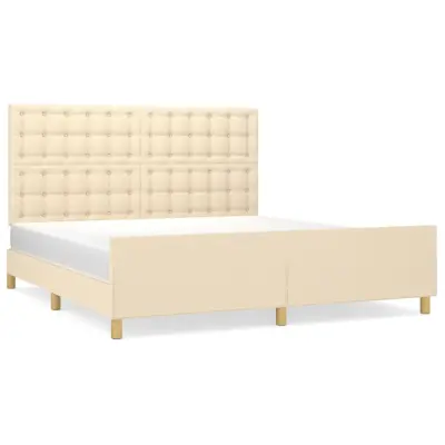 vidaXL Posteljni okvir brez vzmetnice krem 160x200 cm blago