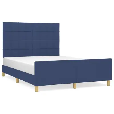 vidaXL Posteljni okvir brez vzmetnice moder 140x190 cm blago