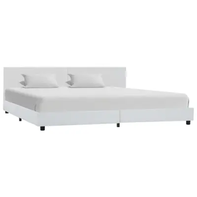 vidaXL Posteljni okvir belo umetno usnje 180x200 cm