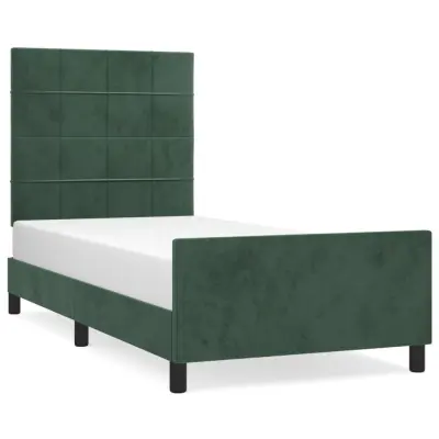 vidaXL Posteljni okvir brez vzmetnice temno zelen 80x200 cm žamet