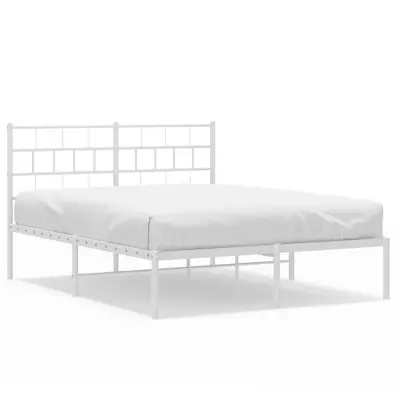 vidaXL Kovinski posteljni okvir z vzglavjem bel 140x200 cm