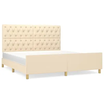 vidaXL Posteljni okvir brez vzmetnice krem 160x200 cm blago