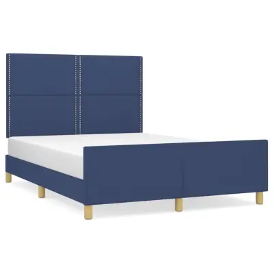 vidaXL Posteljni okvir brez vzmetnice moder 140x190 cm blago