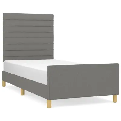 vidaXL Posteljni okvir brez vzmetnice temno siv 100x200 cm blago