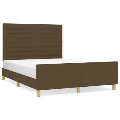 vidaXL Posteljni okvir brez vzmetnice temno rjav 140x200 cm tkanina