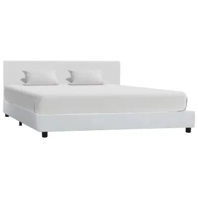 vidaXL Posteljni okvir belo umetno usnje 160x200 cm