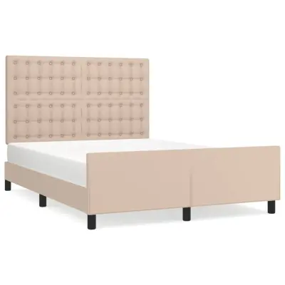 vidaXL Posteljni okvir z vzglavjem kapučino 140x200 cm umetno usnje