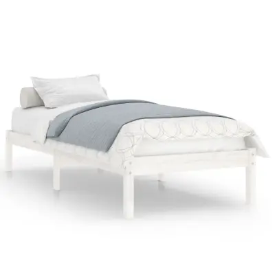vidaXL Posteljni okvir bel iz trdnega lesa 90x190 cm