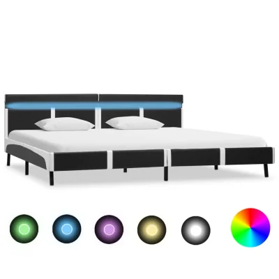 vidaXL Posteljni okvir LED sivo umetno usnje 180x200 cm