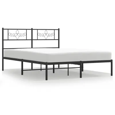 vidaXL Kovinski posteljni okvir z vzglavjem črn 140x200 cm