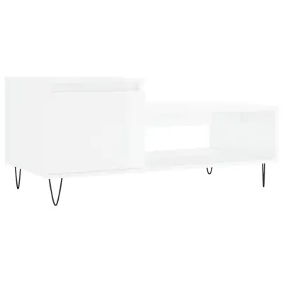 vidaXL Klubska mizica visok sijaj bela 100x50x45 cm inženirski les