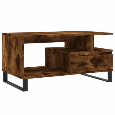 vidaXL Klubska mizica dimljeni hrast 90x49x45 cm inženirski les