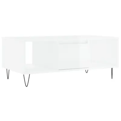 vidaXL Klubska mizica visok sijaj bela 90x50x36,5 cm inženirski les