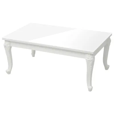 vidaXL Klubska mizica visok sijaj bela 100x50x42 cm inženirski les