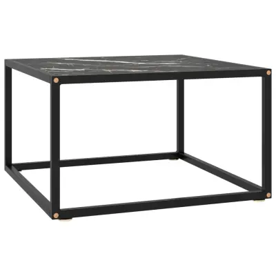 vidaXL Klubska mizica črna s črnim marmornim steklom 60x60x35 cm