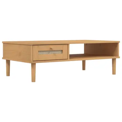 vidaXL Klubska mizica SENJA videz ratana rjava 100x55x33 cm les