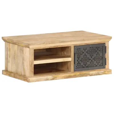 vidaXL Klubska mizica z vrati 90x50x35 cm trden mangov les