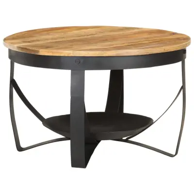 vidaXL Klubska mizica Ø 68x43 cm robusten mangov les