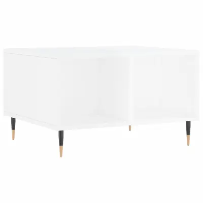 vidaXL Klubska mizica visok sijaj bela 60x50x36,5 cm inženirski les