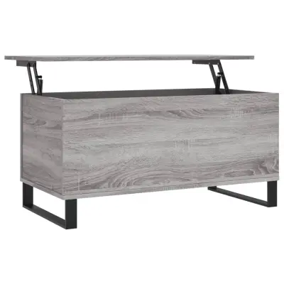 vidaXL Klubska mizica siva sonoma 90x44,5x45 cm inženirski les