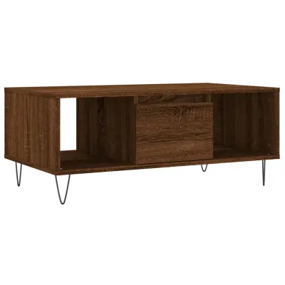 vidaXL Klubska mizica rjav hrast 90x50x36,5 cm inženirski les