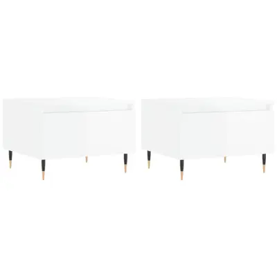 vidaXL Klubska mizica 2 kosa visok sijaj bela 50x46x35 cm inžen. les