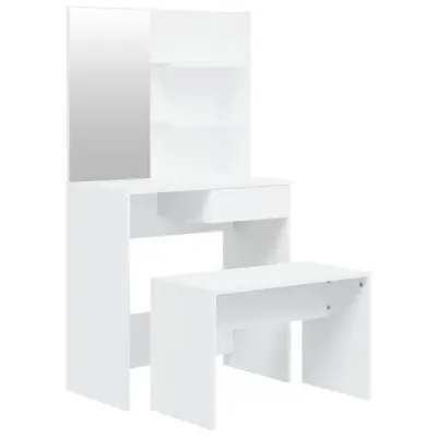 vidaXL Toaletna mizica komplet bele barve 74,5x40x141 cm