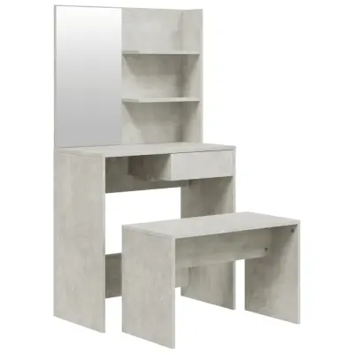 vidaXL Toaletna mizica komplet betonsko sive barve 74,5x40x141 cm