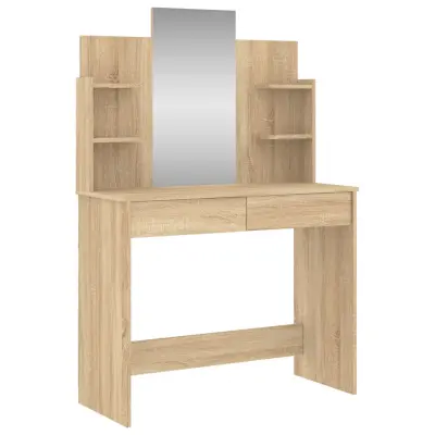vidaXL Toaletna mizica z ogledalom sonoma hrast 96x39x142 cm