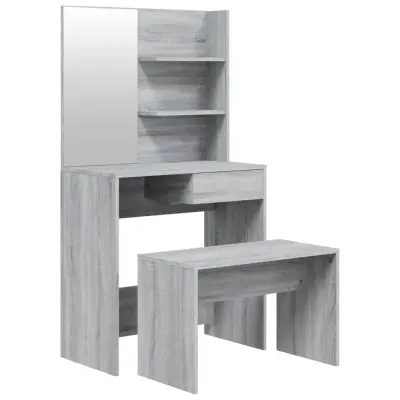 vidaXL Toaletna mizica komplet siva sonoma 74,5x40x141 cm