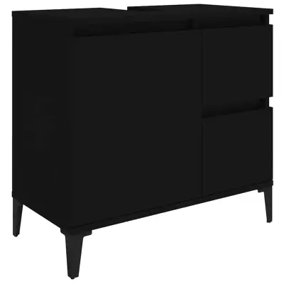 vidaXL Kopalniška omarica črna 65x33x60 cm inženirski les