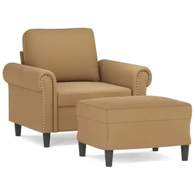 vidaXL Fotelj s stolčkom za noge rjav 60 cm žamet